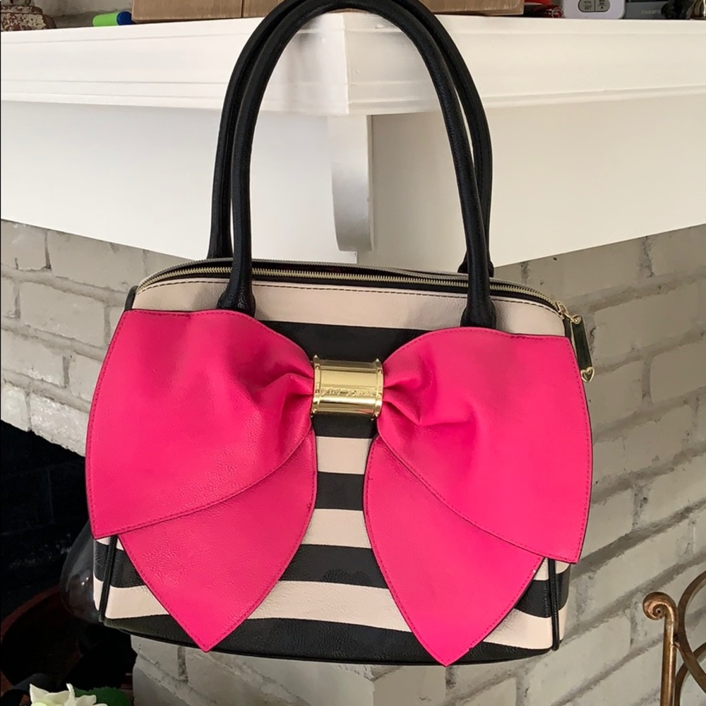 Black and White Stripped Betsy Johnson Purse